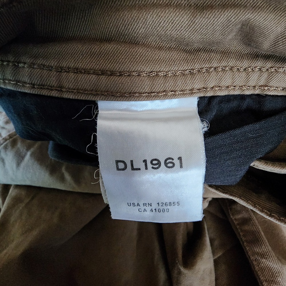 DL1961 32x32 Olive Drab Duke Tailored Chino Pants Mens Brown Cotton Stretch Work - Picture 11 of 12